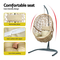 Thumbnail for Gardeon Swing Chair Egg Hammock With Stand Outdoor Furniture Wicker Seat Yellow - Outdoor Immersion