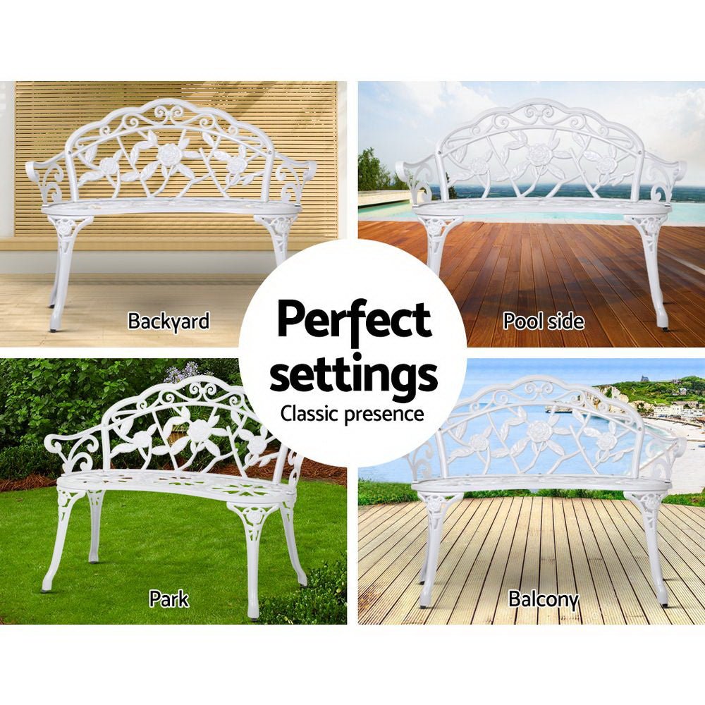 Gardeon Victorian Garden Bench White - Outdoor Immersion