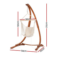 Thumbnail for Gardeon Wooden Hammock Chair with Stand Outdoor Lounger Camping Hammock Timber - Outdoor Immersion