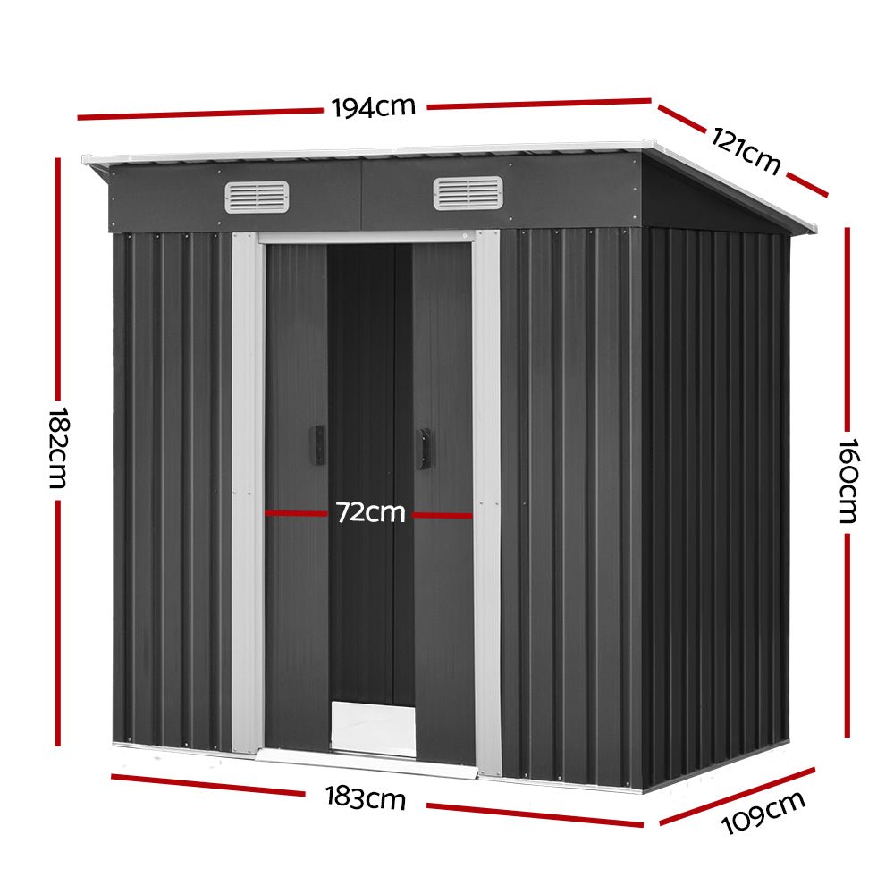 Giantz Garden Shed 1.94x1.21M Sheds Outdoor Storage Workshop House Tool Shelter Sliding Door - Outdoor Immersion