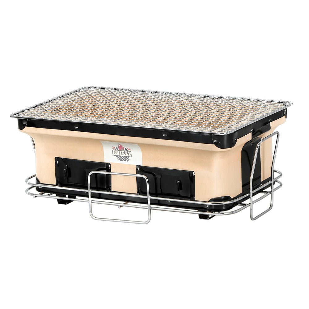 Grillz Ceramic BBQ Grill Smoker Hibachi Japanese Tabletop Charcoal Barbecue - Outdoor Immersion