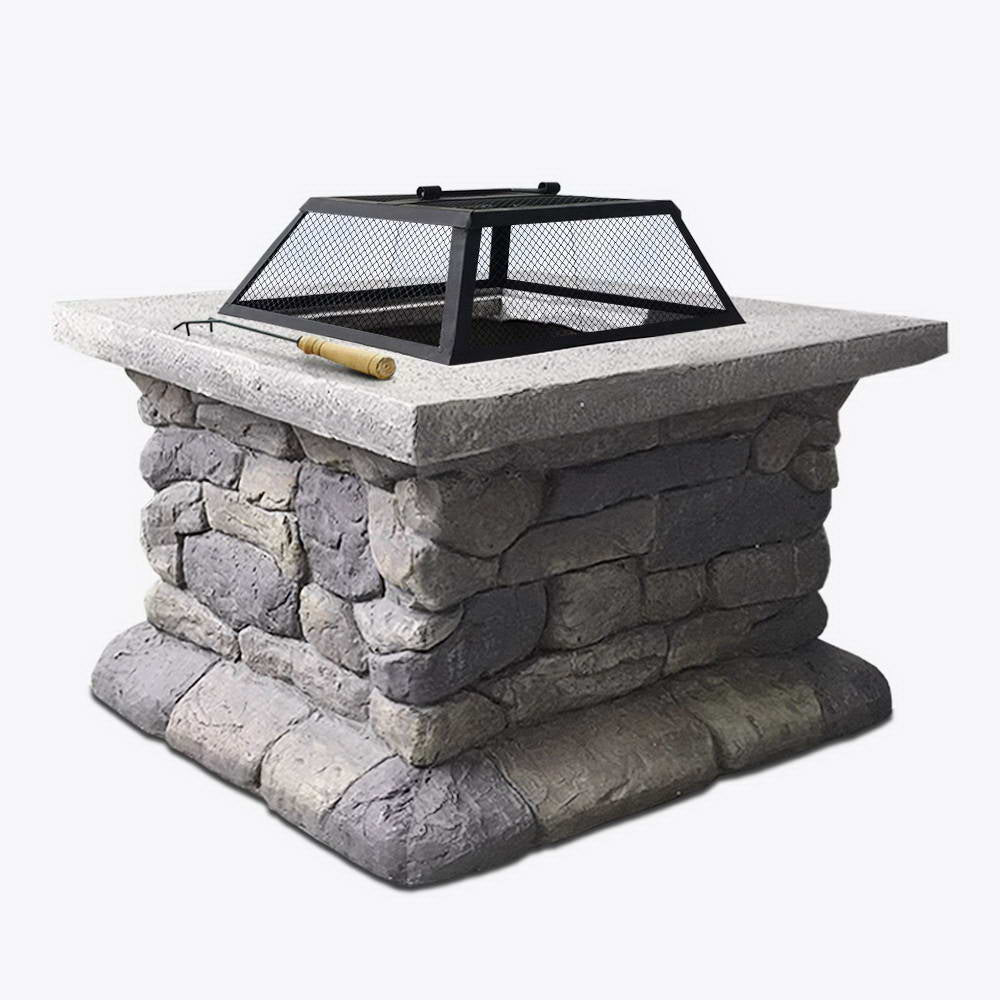 Grillz Fire Pit Outdoor Table Charcoal Garden Fireplace Backyard Firepit Heater - Outdoor Immersion