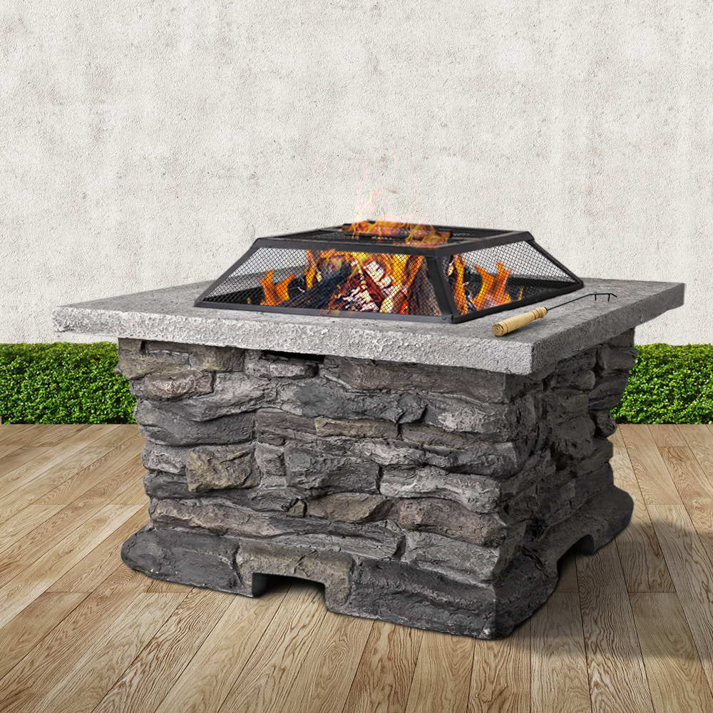 Grillz Stone Base Outdoor Patio Heater Fire Pit Table - Outdoor Immersion