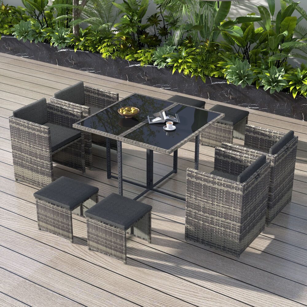 Horrocks 8 Seater Outdoor Dining Set-Grey - Outdoor Immersion