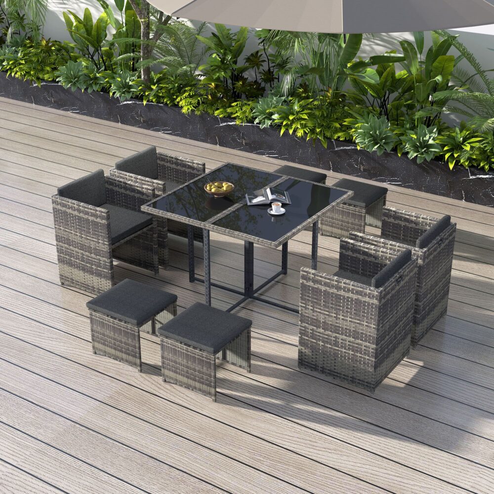 Horrocks 8 Seater Outdoor Dining Set-Grey - Outdoor Immersion