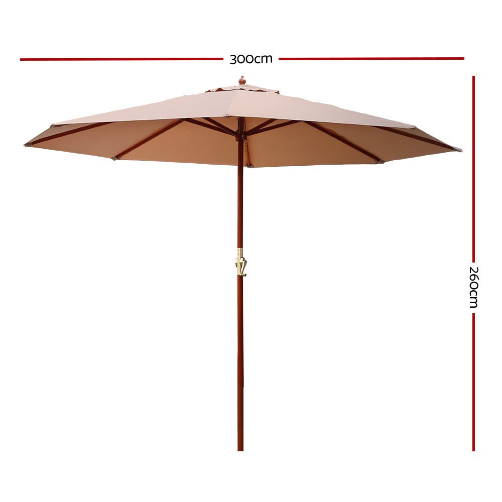 Instahut 3m Outdoor Umbrella Pole Umbrellas Beach Garden Sun Stand Patio Beige - Outdoor Immersion