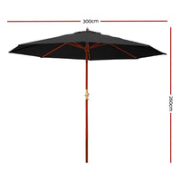 Thumbnail for Instahut 3m Outdoor Umbrella Pole Umbrellas Beach Garden Sun Stand Patio Black - Outdoor Immersion