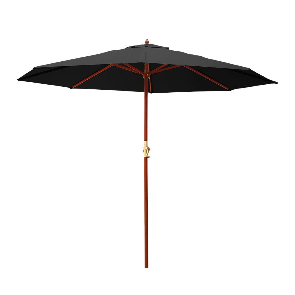 Instahut 3m Outdoor Umbrella Pole Umbrellas Beach Garden Sun Stand Patio Black - Outdoor Immersion