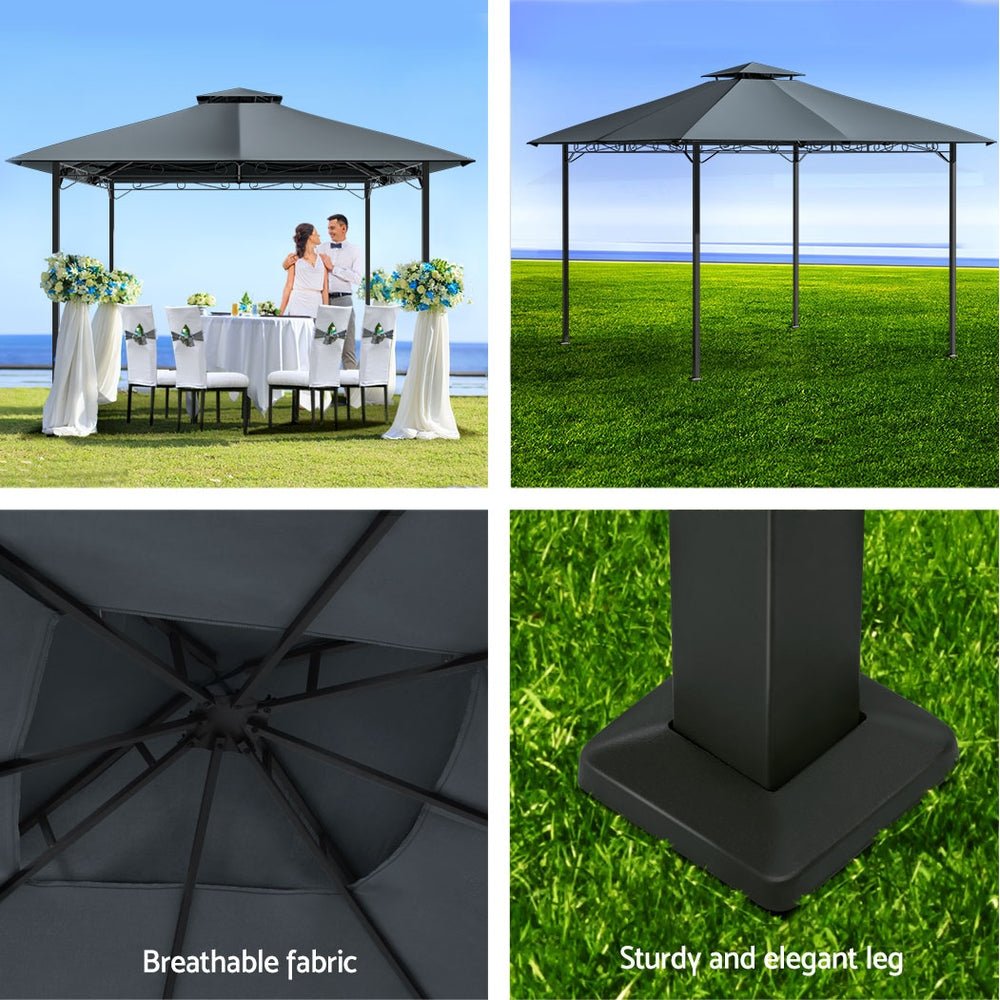 Instahut Gazebo 3x3 Party Marquee Outdoor Wedding Party Tent Iron Art Canopy - Outdoor Immersion