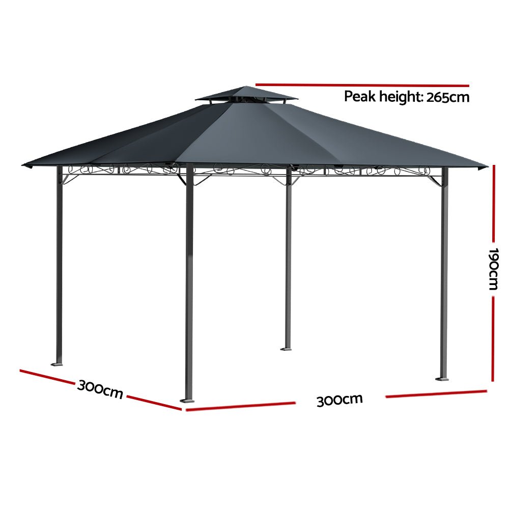 Instahut Gazebo 3x3 Party Marquee Outdoor Wedding Party Tent Iron Art Canopy - Outdoor Immersion