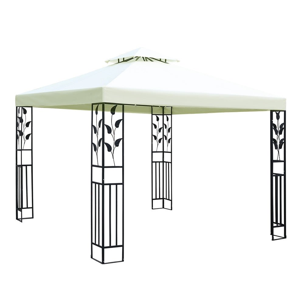 Instahut Gazebo 3x3m Party Marquee Outdoor Wedding Event Tent Iron Art Canopy White - Outdoor Immersion