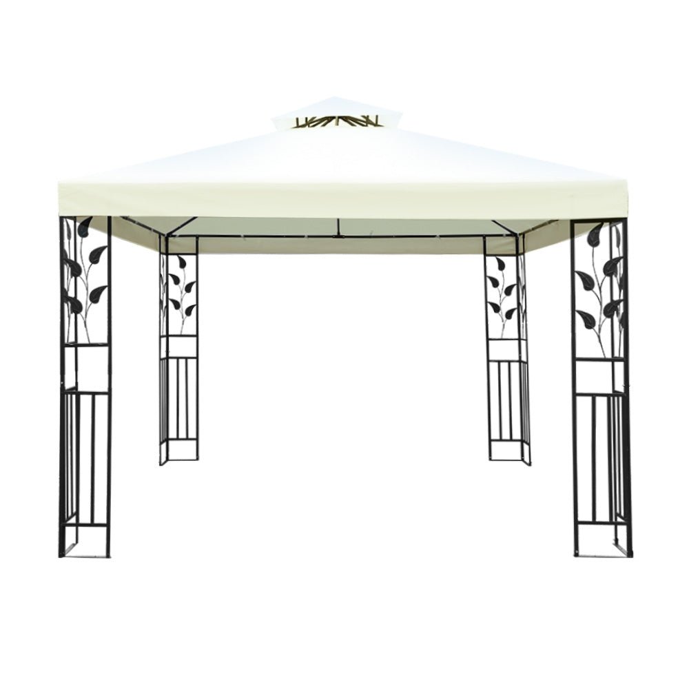 Instahut Gazebo 3x3m Party Marquee Outdoor Wedding Event Tent Iron Art Canopy White - Outdoor Immersion