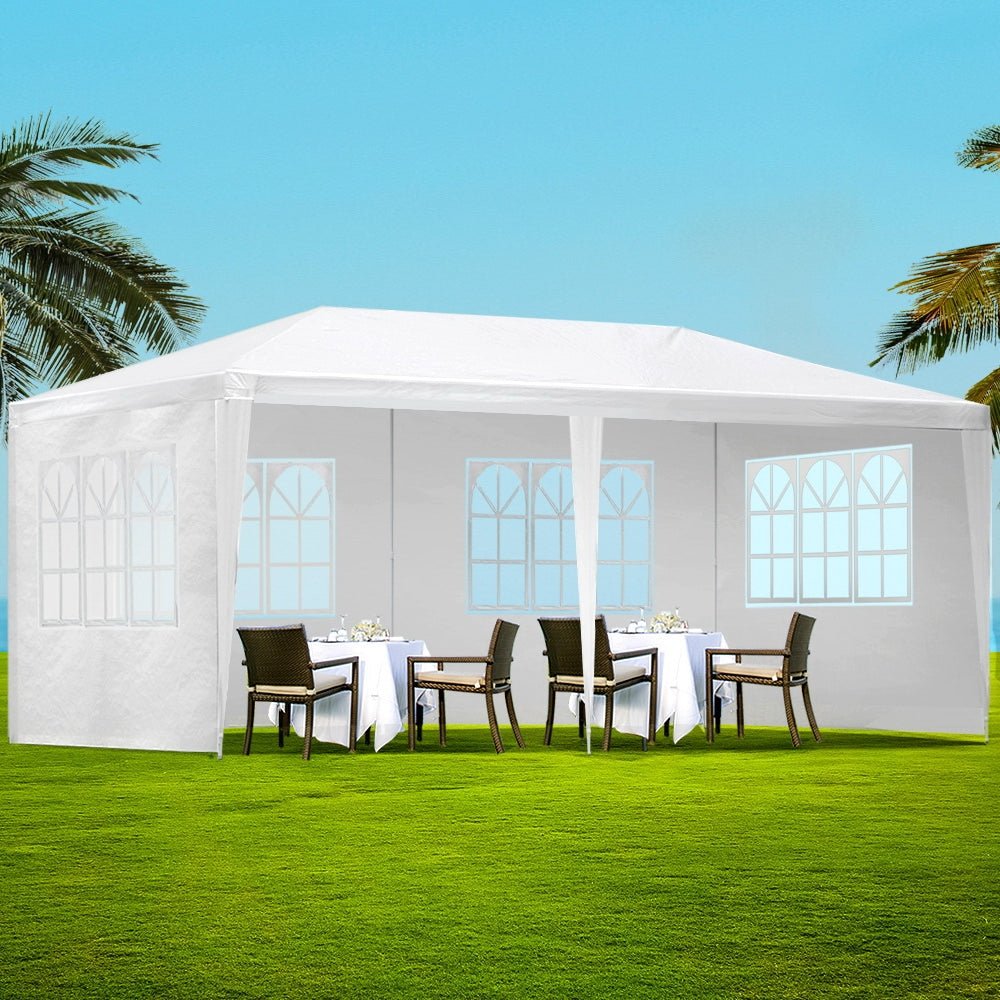 Instahut Gazebo 3x6 Outdoor Marquee Side Wall Party Wedding Tent Camping White - Outdoor Immersion