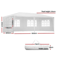 Thumbnail for Instahut Gazebo 3x6 Outdoor Marquee Side Wall Party Wedding Tent Camping White - Outdoor Immersion