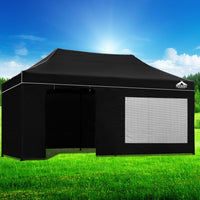 Thumbnail for Instahut Gazebo 3x6 Pop Up Marquee Folding Tent Wedding Gazebos Camping Outdoor Shade Canopy Black - Outdoor Immersion