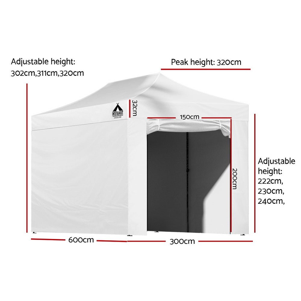 Instahut Gazebo 3x6 Pop Up Marquee Folding Tent Wedding Gazebos Camping Outdoor Shade Canopy White - Outdoor Immersion
