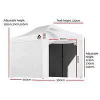 Thumbnail for Instahut Gazebo 3x6 Pop Up Marquee Folding Tent Wedding Gazebos Camping Outdoor Shade Canopy White - Outdoor Immersion
