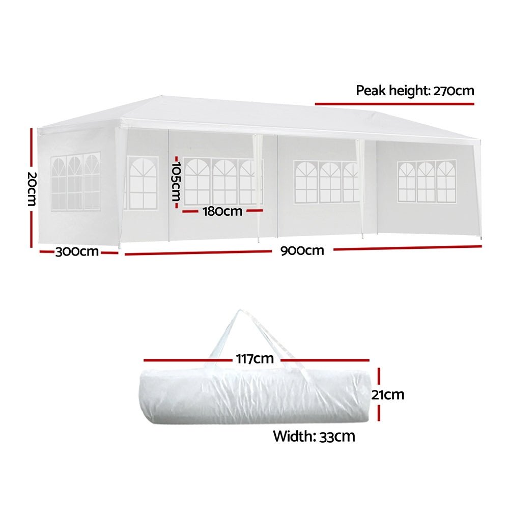 Instahut Gazebo 3x9 Outdoor Marquee Party Wedding Outdoor Tent Canopy Camping - Outdoor Immersion
