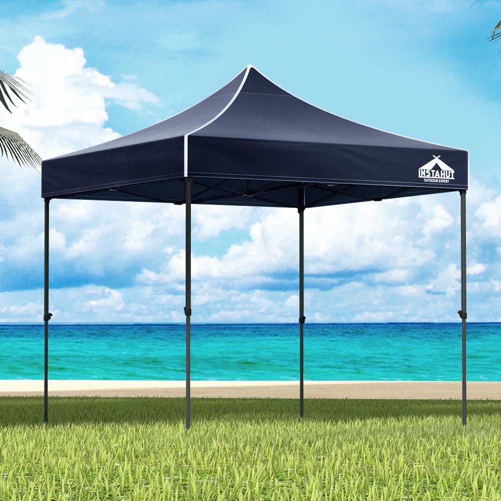Instahut Gazebo Pop Up 3x3m w/Base Podx4 Marquee Folding Outdoor Wedding Camping Tent Shade Canopy Navy - Outdoor Immersion