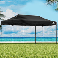 Thumbnail for Instahut Gazebo Pop Up 3x6m w/Base Podx4 Marquee Folding Outdoor Wedding Camping Tent Shade Canopy Black - Outdoor Immersion