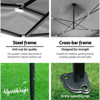 Thumbnail for Instahut Gazebo Pop Up 3x6m w/Base Podx4 Marquee Folding Outdoor Wedding Camping Tent Shade Canopy Black - Outdoor Immersion