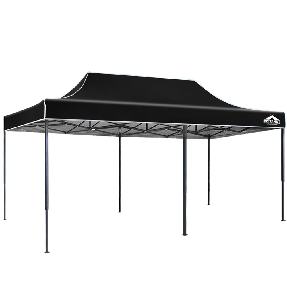 Instahut Gazebo Pop Up 3x6m w/Base Podx4 Marquee Folding Outdoor Wedding Camping Tent Shade Canopy Black - Outdoor Immersion