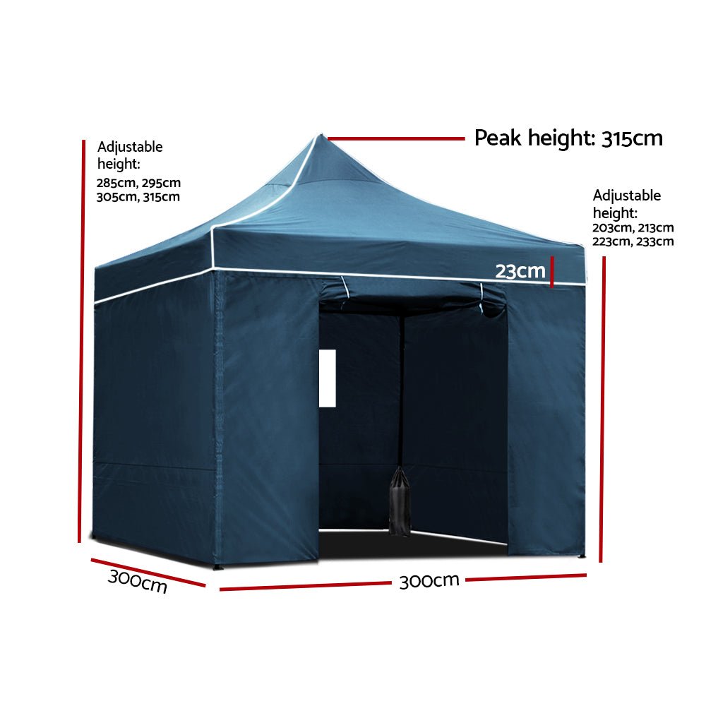 Instahut Gazebo Pop Up Marquee 3x3 Outdoor Camping Gazebos Tent Wedding Folding - Outdoor Immersion