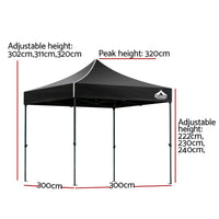 Thumbnail for Instahut Gazebo Pop Up Marquee 3x3 Outdoor Wedding Base Pod Kit Black - Outdoor Immersion