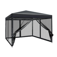 Thumbnail for Instahut Gazebo Pop Up Marquee 3x3 Wedding Side Mesh Wall Outdoor Gazebos Black - Outdoor Immersion