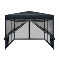 Thumbnail for Instahut Gazebo Pop Up Marquee 3x3 Wedding Side Mesh Wall Outdoor Gazebos Black - Outdoor Immersion