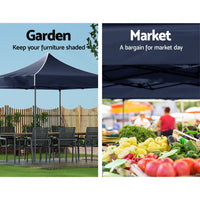 Thumbnail for Instahut Gazebo Pop Up Marquee 3x3m Folding Tent Wedding Outdoor Camping Canopy Gazebos Shade Navy - Outdoor Immersion