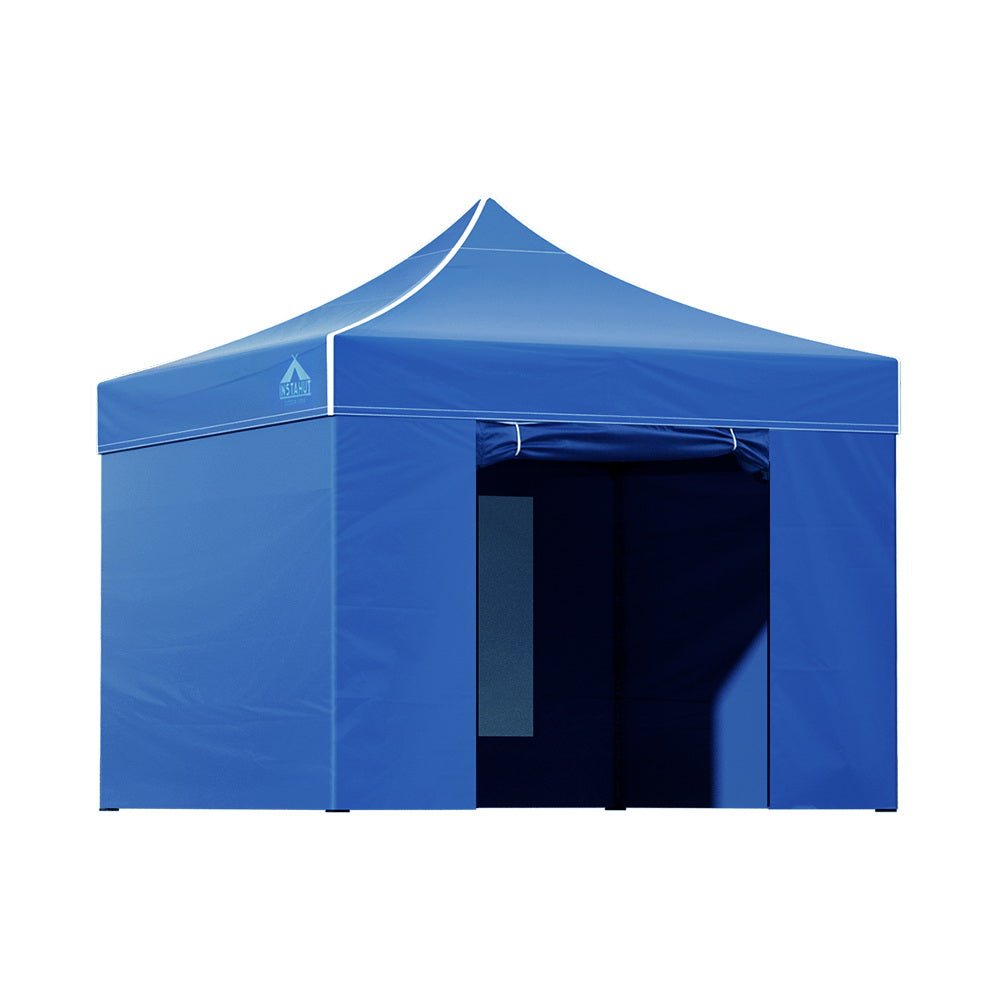 Instahut Gazebo Pop Up Marquee 3x3m Folding Wedding Tent Gazebos Shade Blue - Outdoor Immersion