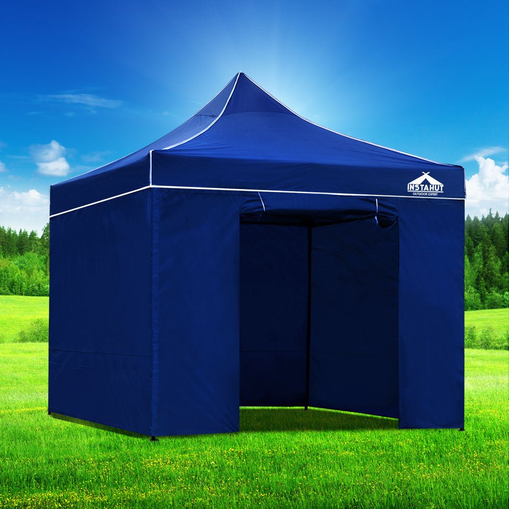 Instahut Gazebo Pop Up Marquee 3x3m Folding Wedding Tent Gazebos Shade Blue - Outdoor Immersion