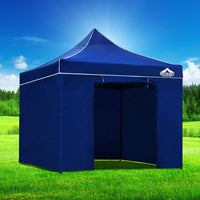 Thumbnail for Instahut Gazebo Pop Up Marquee 3x3m Folding Wedding Tent Gazebos Shade Blue - Outdoor Immersion