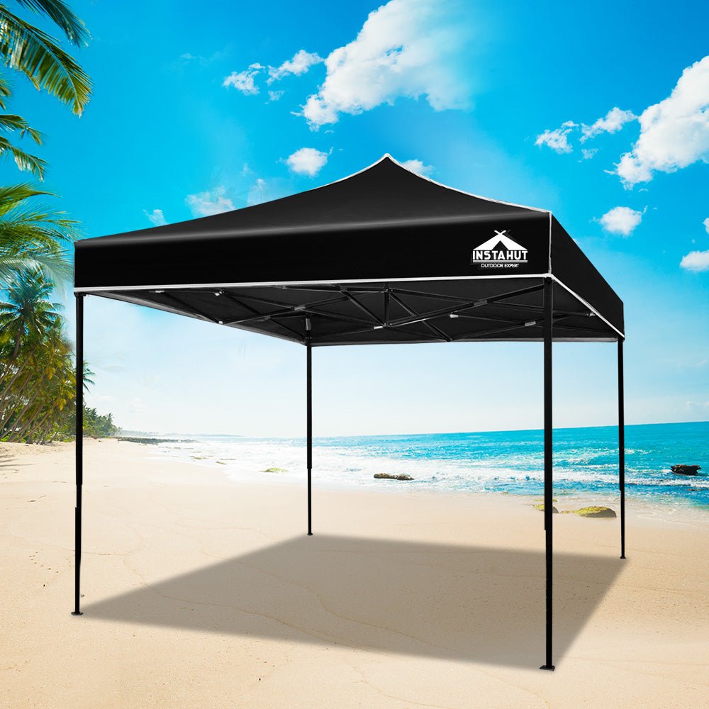 Instahut Gazebo Pop Up Marquee 3x3m Outdoor Tent Folding Wedding Gazebos Black - Outdoor Immersion