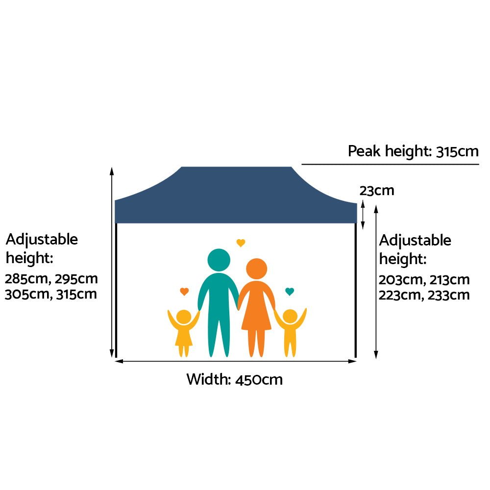 Instahut Gazebo Pop Up Marquee 3x4.5 Outdoor Tent Folding Wedding Gazebos Navy - Outdoor Immersion