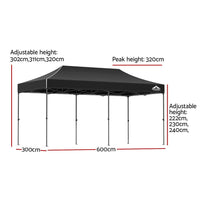 Thumbnail for Instahut Gazebo Pop Up Marquee 3x6m Folding Tent Wedding Outdoor Camping Canopy Gazebos Shade Black - Outdoor Immersion