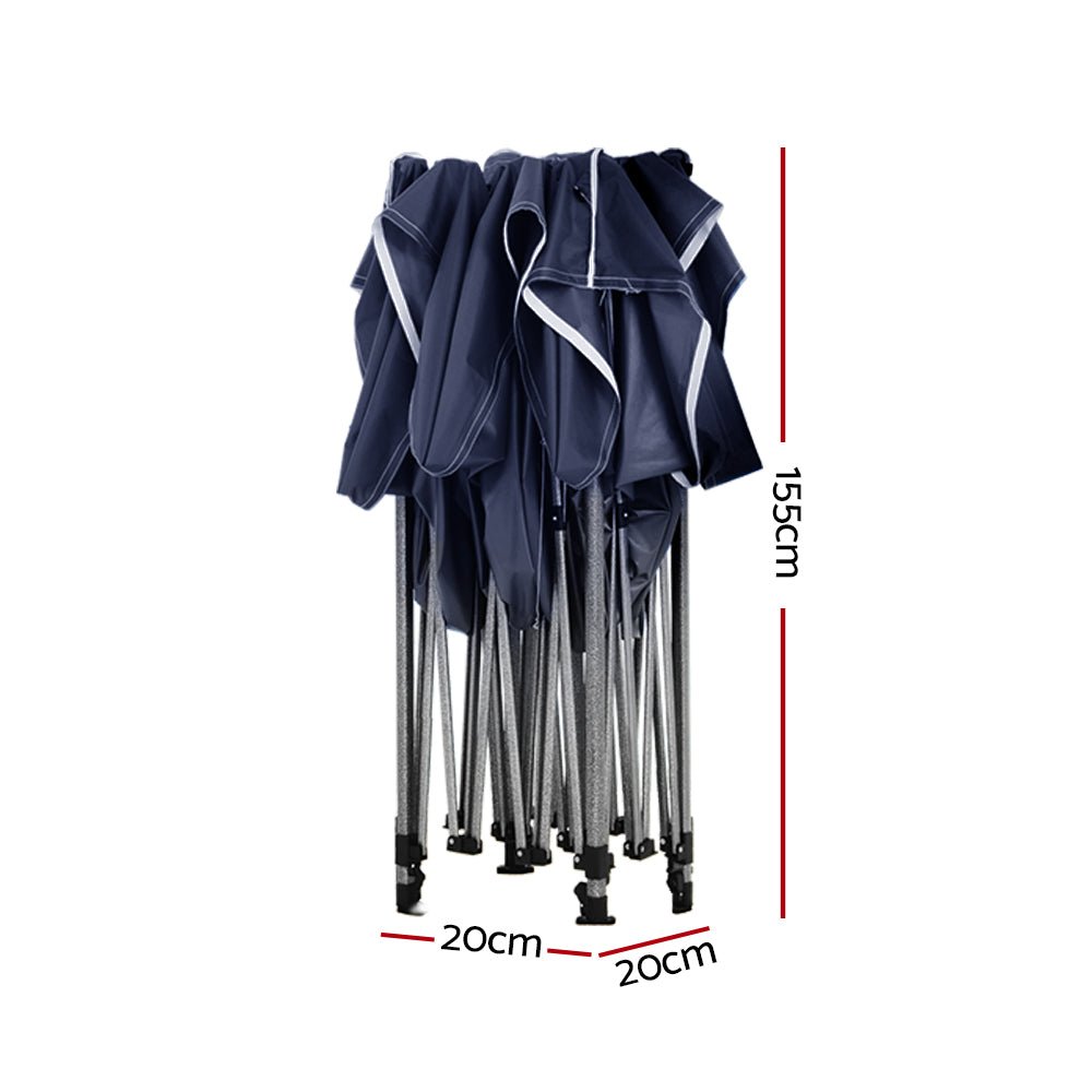 Instahut Gazebo Pop Up Marquee 3x6m Folding Tent Wedding Outdoor Camping Canopy Gazebos Shade Navy - Outdoor Immersion