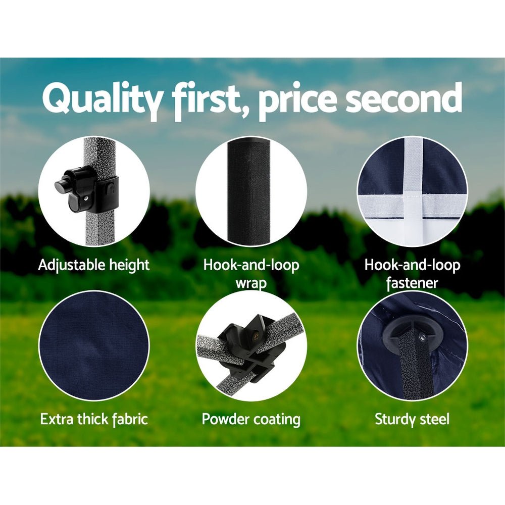 Instahut Gazebo Pop Up Marquee 3x6m Folding Tent Wedding Outdoor Camping Canopy Gazebos Shade Navy - Outdoor Immersion