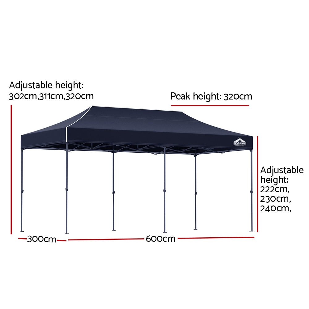 Instahut Gazebo Pop Up Marquee 3x6m Folding Tent Wedding Outdoor Camping Canopy Gazebos Shade Navy - Outdoor Immersion