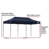 Thumbnail for Instahut Gazebo Pop Up Marquee 3x6m Folding Tent Wedding Outdoor Camping Canopy Gazebos Shade Navy - Outdoor Immersion