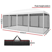 Thumbnail for Instahut Gazebo Pop Up Marquee 3x6m Wedding Mesh Side Wall Outdoor Gazebos White - Outdoor Immersion