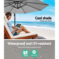 Thumbnail for Instahut Outdoor Umbrella 3M Cantilever Beach Garden Grey - Outdoor Immersion