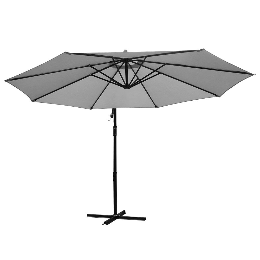 Instahut Outdoor Umbrella 3M Cantilever Beach Garden Grey - Outdoor Immersion