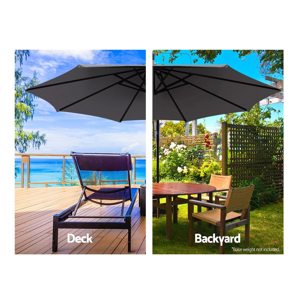 Instahut Outdoor Umbrella 3M Cantilever Beach Garden Patio Charcoal - Outdoor Immersion