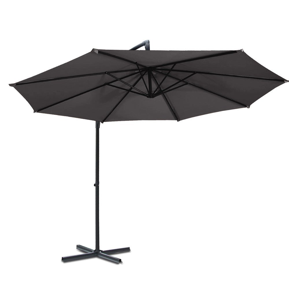 Instahut Outdoor Umbrella 3M Cantilever Beach Garden Patio Charcoal - Outdoor Immersion