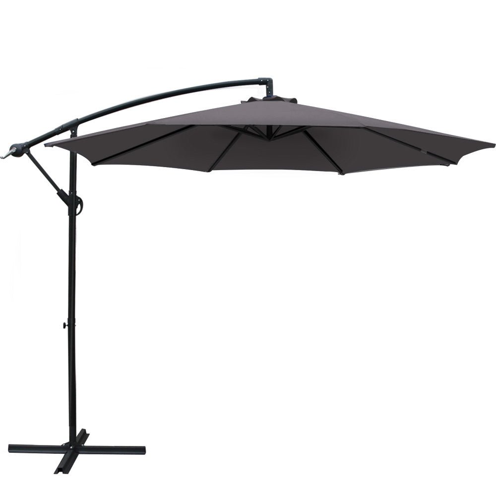 Instahut Outdoor Umbrella 3M Cantilever Beach Garden Patio Charcoal - Outdoor Immersion