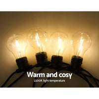 Thumbnail for Jingle Jollys 23m LED Festoon String Lights 20 Bulbs Kits Wedding Party Christmas A19 - Outdoor Immersion