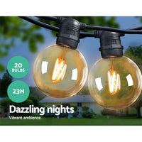 Thumbnail for Jingle Jollys 23m LED Festoon String Lights 20 Bulbs Kits Wedding Party Christmas G80 - Outdoor Immersion