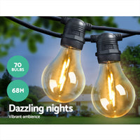 Thumbnail for Jingle Jollys 68m Festoon String Lights LED Outdoor Wedding Party Garden Decor - Outdoor Immersion